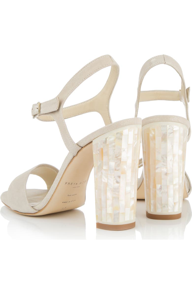 Freya Rose Martina Ankle Strap Pearl Heel Sandal, Alternate, color, Champagne