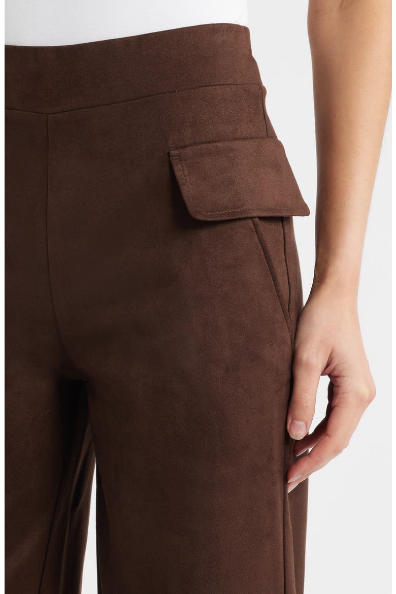 Faux Suede Wide Leg Pants, Alternate, color, COFFEE BEAN
