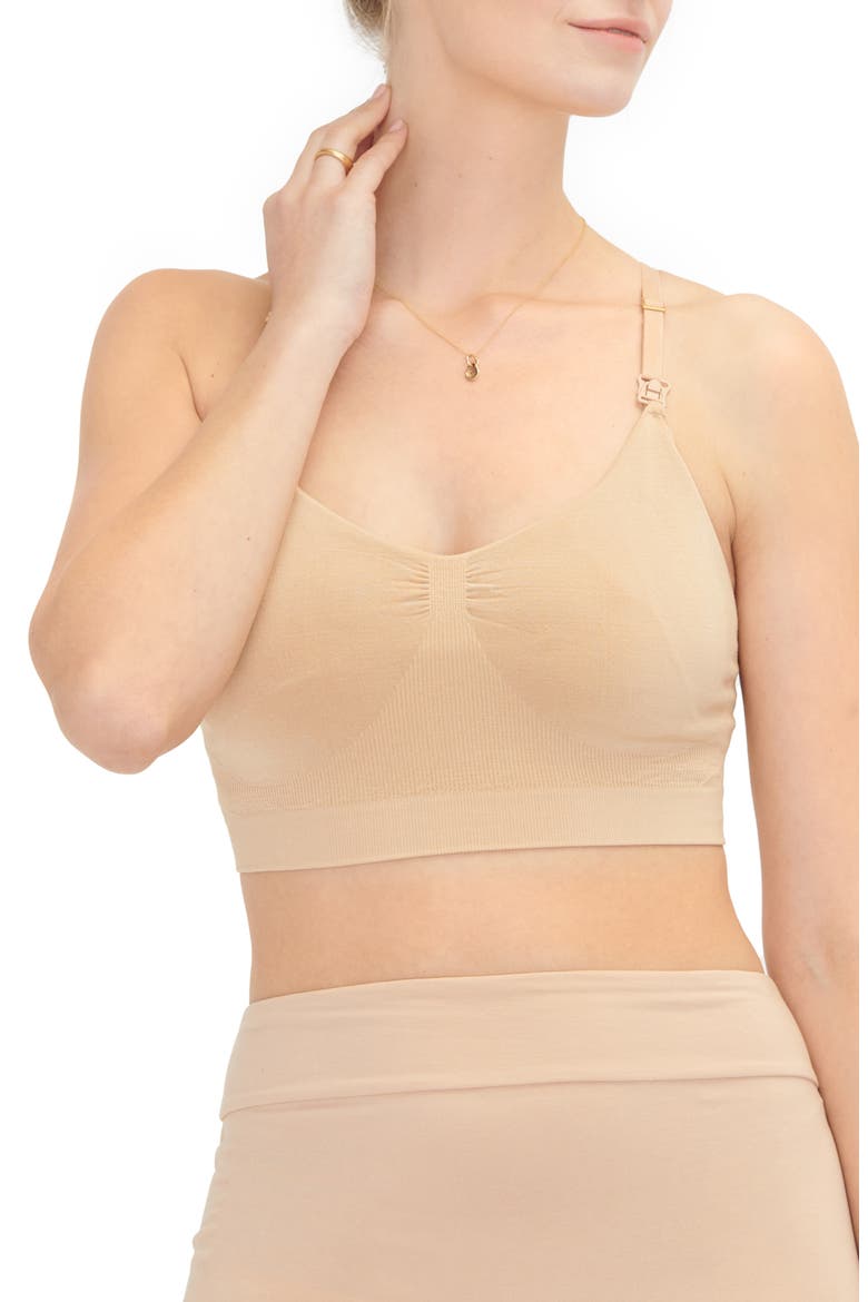 The Essential Maternity Wireless Pumping and Nursing Bra, Main, color, SAND