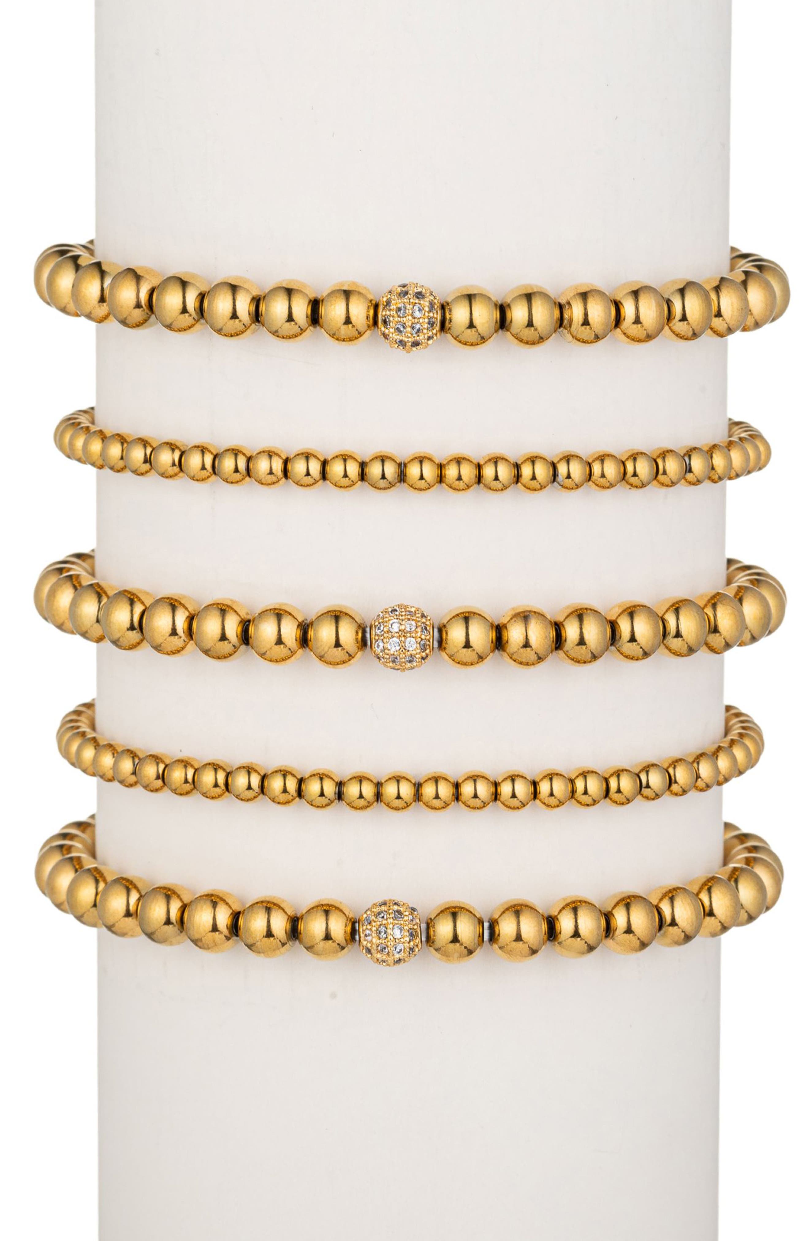 EYE CANDY LOS ANGELES Set of Five Lexy Titanium & CZ Encrusted Beaded