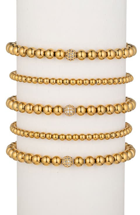 Set of Five Lexy Titanium & CZ Encrusted Beaded