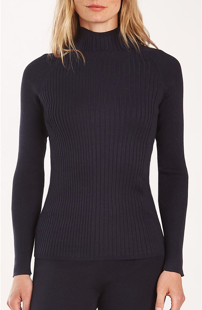 oyun Classic Rib Mock Neck, Main, color, Midnight