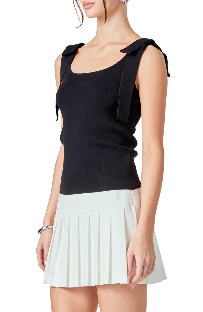 Endless Rose Bow Strap Rib Tank, Alternate, color, Black