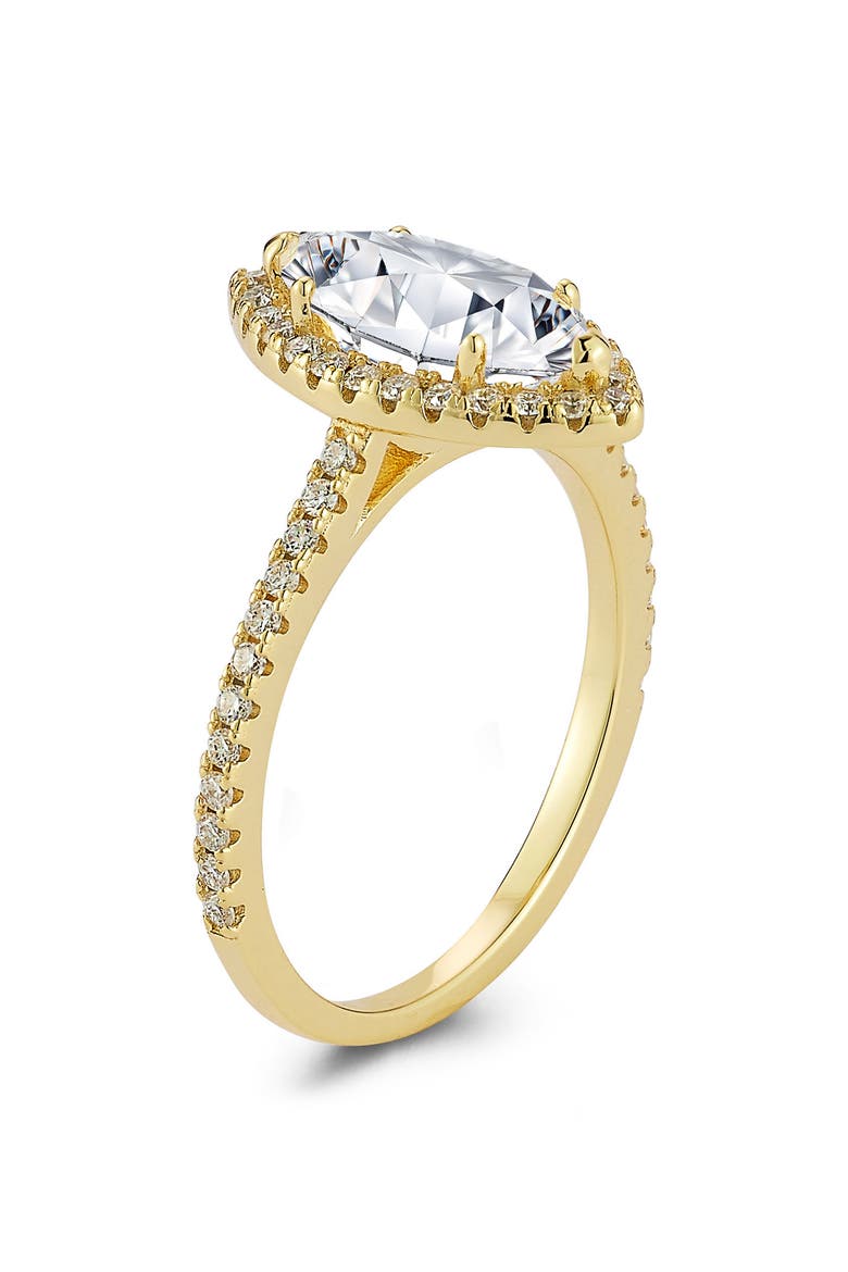 Marquise Cut Moissanite Halo Ring, Alternate, color, GOLD/ MOISSANITE