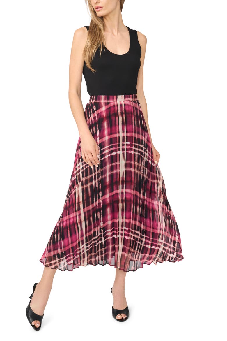 Pleated Elastic Waist Midi Skirt, Alternate, color, MAGENTA PURPLE
