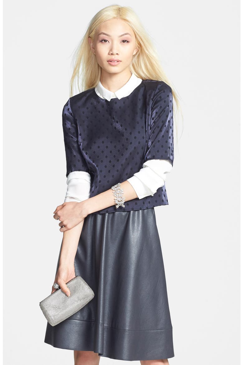 Polka Dot Woven Top, Alternate, color, NAVY- BLACK DOT