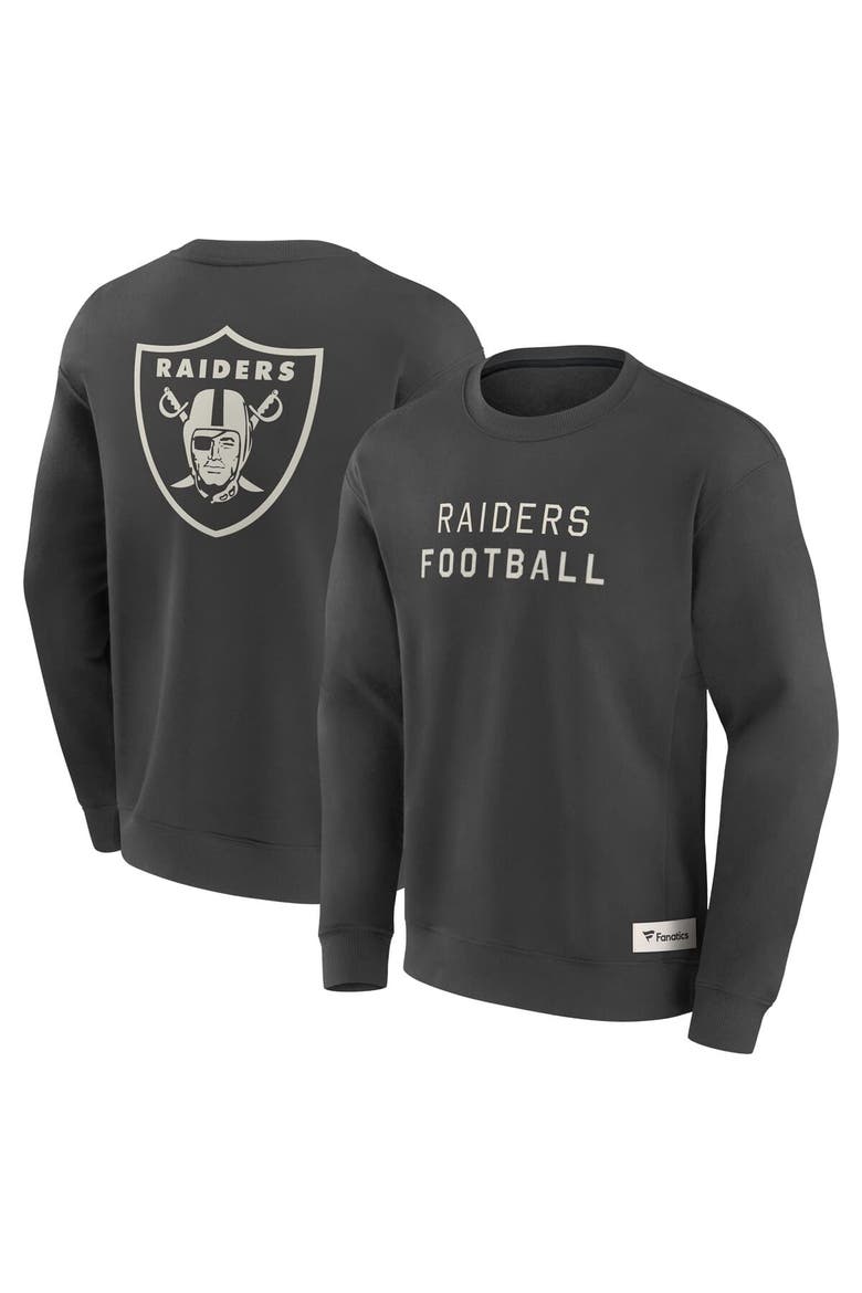 Men's Fanatics Charcoal Las Vegas Raiders Elements Future Ground Lettering Pullover Sweatshirt, Main, color, Charcoal