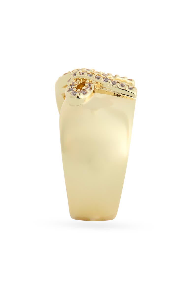 Pavé Bow Cutout Ring, Alternate, color, CLEAR / GOLD