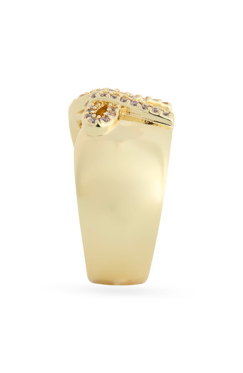 Covet Pavé Bow Cutout Ring, Alternate, color, Clear / Gold