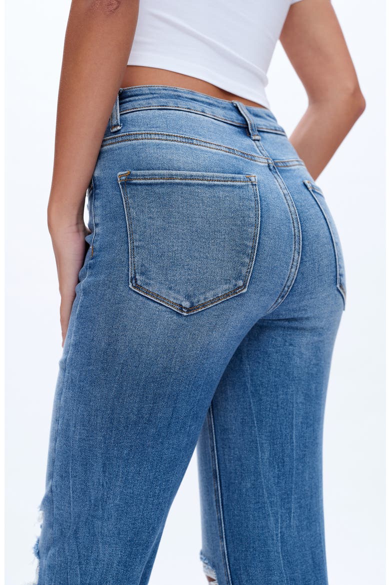 High Waist Ripped Straight Leg Jeans, Alternate, color, CRYSTAL
