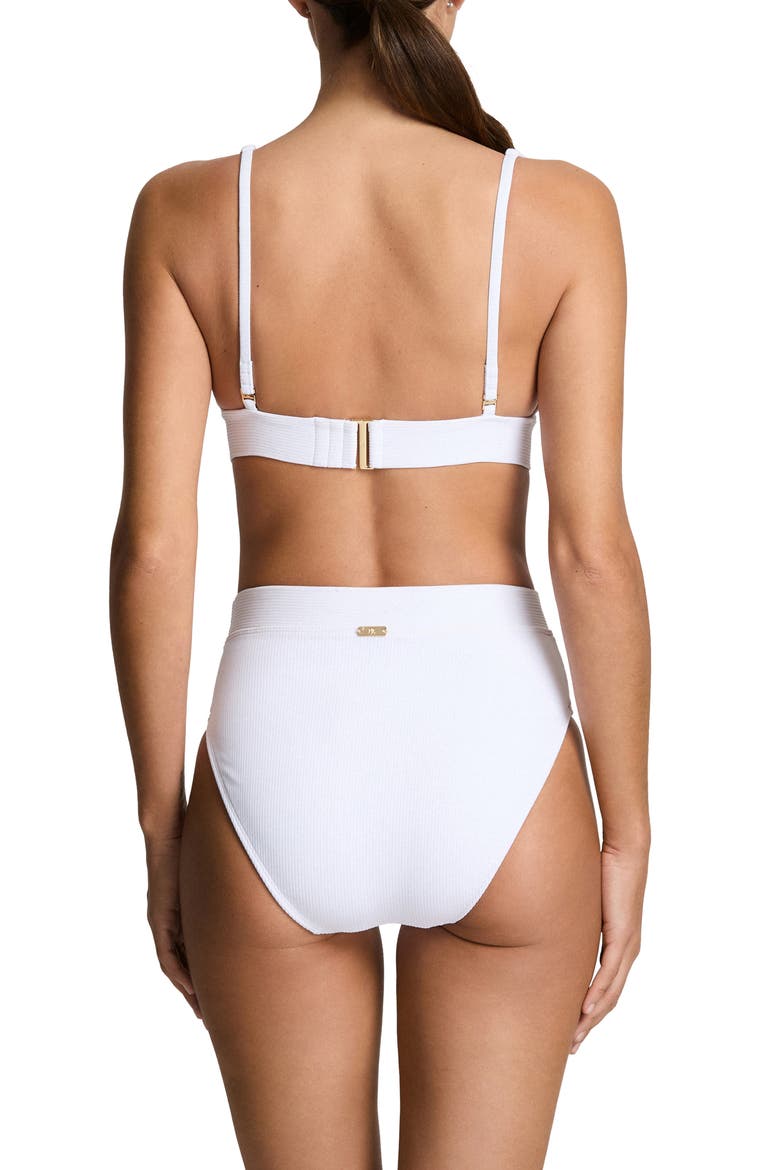 Banded Modern V-Neck Bikini Top, Alternate, color, WHITE