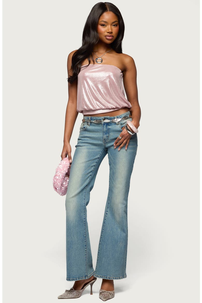 Leira Shimmer Strapless Blouson Top, Alternate, color, PINK