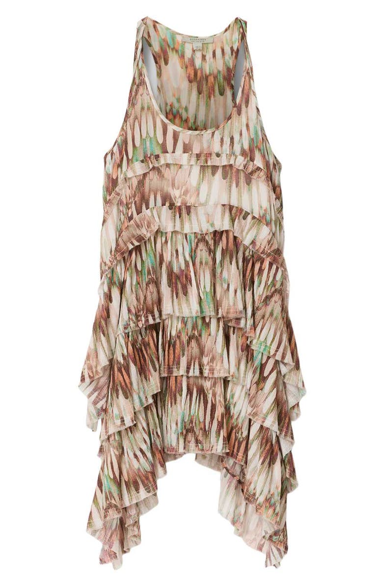 AllSaints Cavarly Tiered Asymmetric Hem Cotton Dress, Alternate, color, Oceano Soft Pink