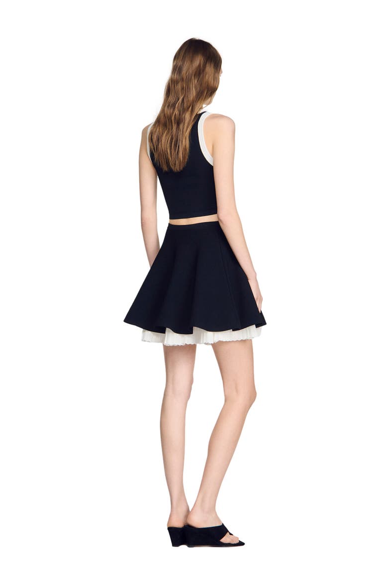Two-tone knit skirt, Alternate, color, Black