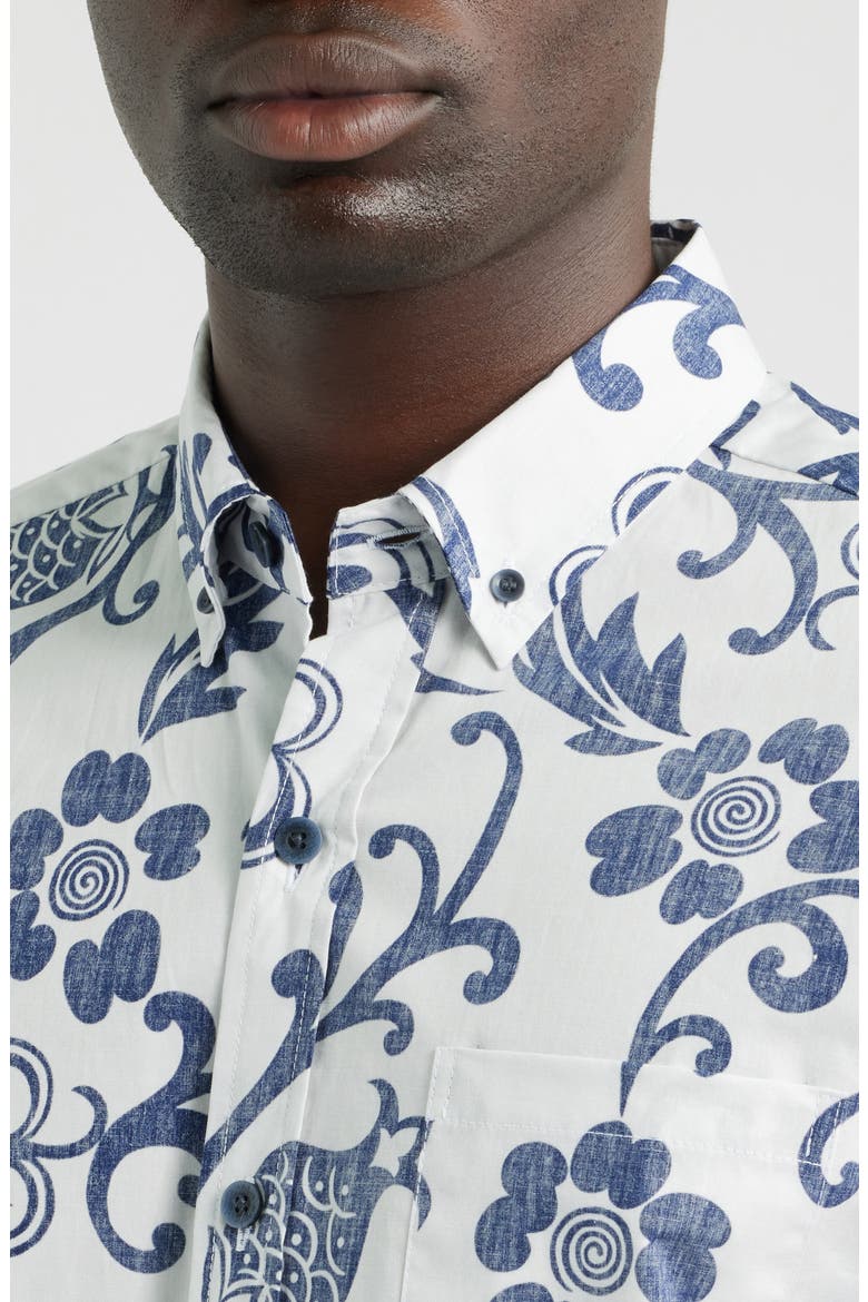 Ginger Pareau Short Sleeve Cotton Button-Down Shirt, Alternate, color, WHITE