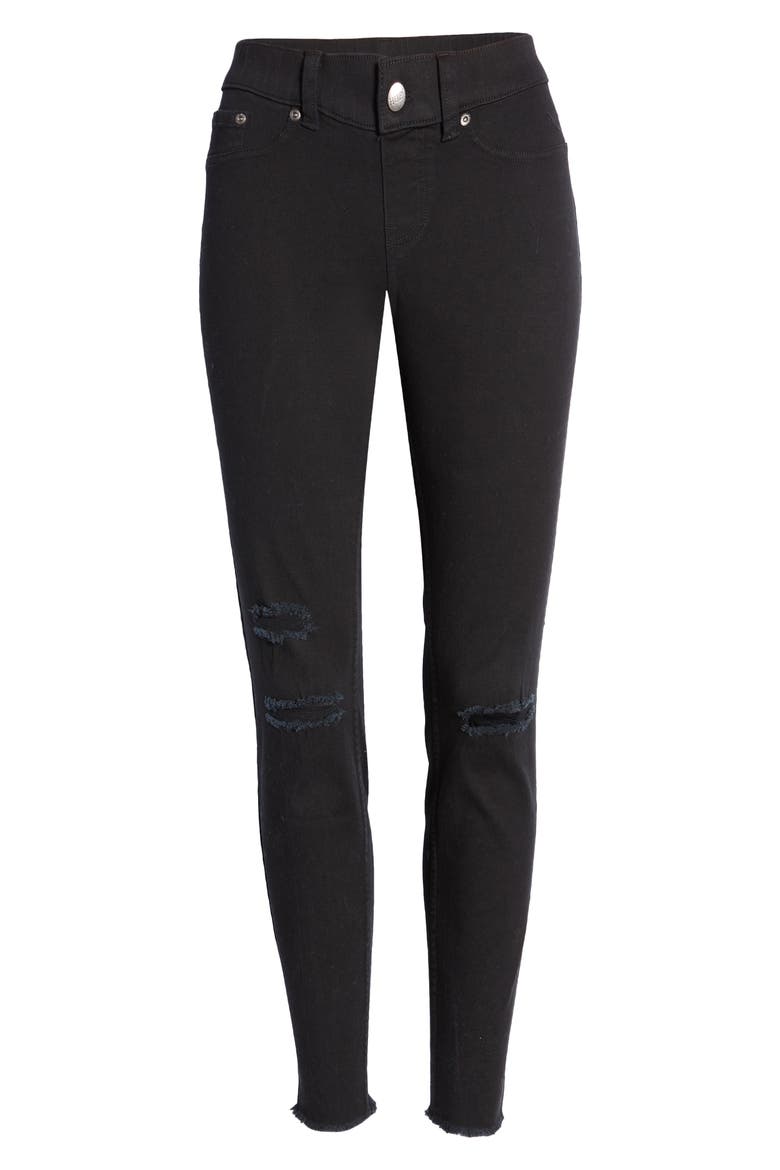 Ripped Denim Leggings, Alternate, color, BLACK