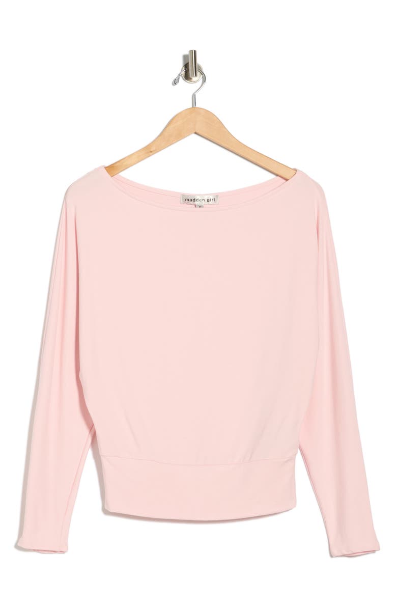Madden Girl Boat Neck Long Sleeve Top, Alternate, color, Ballet Slipper