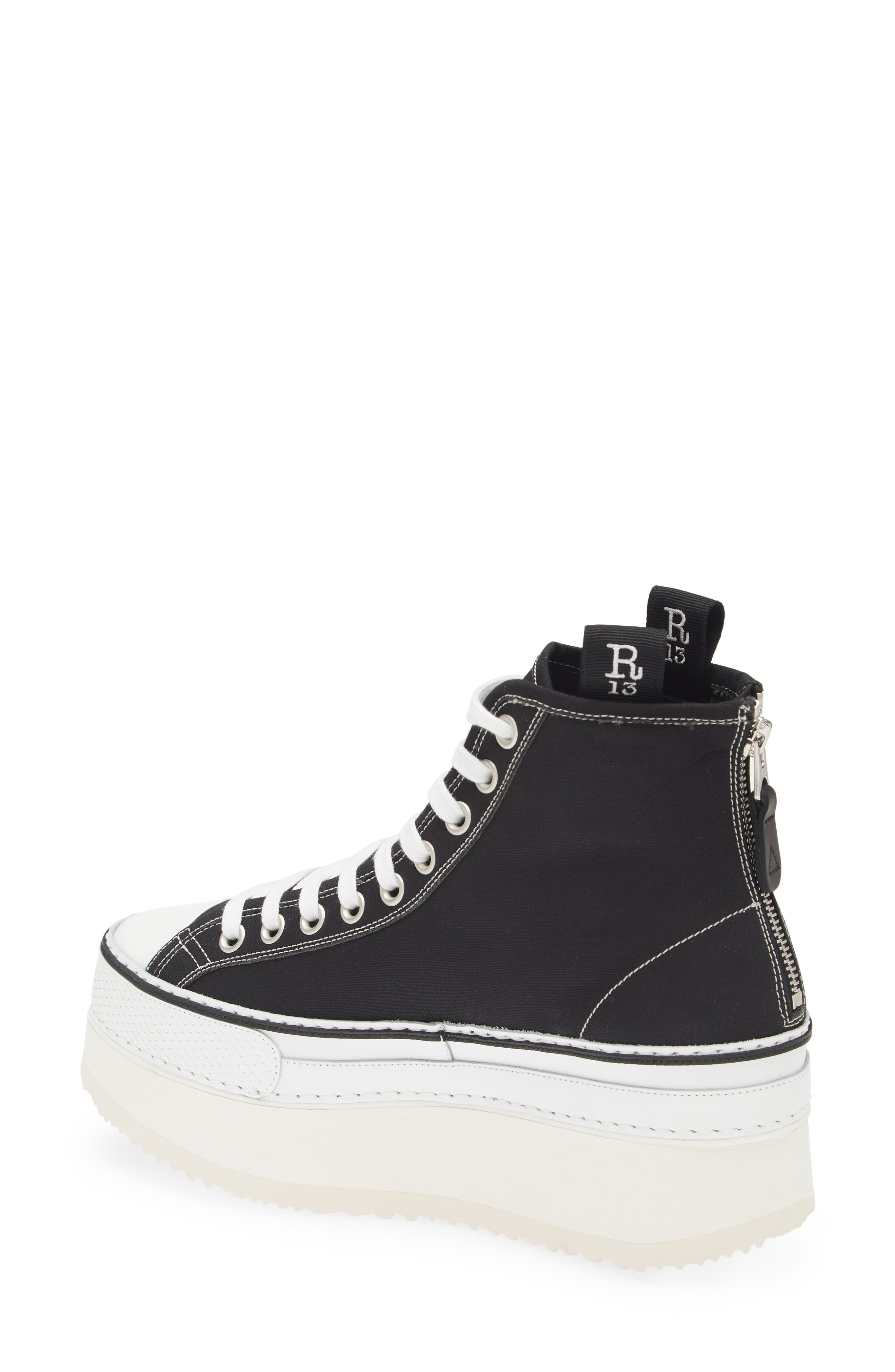 R13 Platform High Top Sneaker, Alternate, color, 150 Black