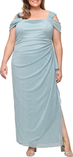 Alex Evenings Cold Shoulder Glitter Column Gown | Nordstrom