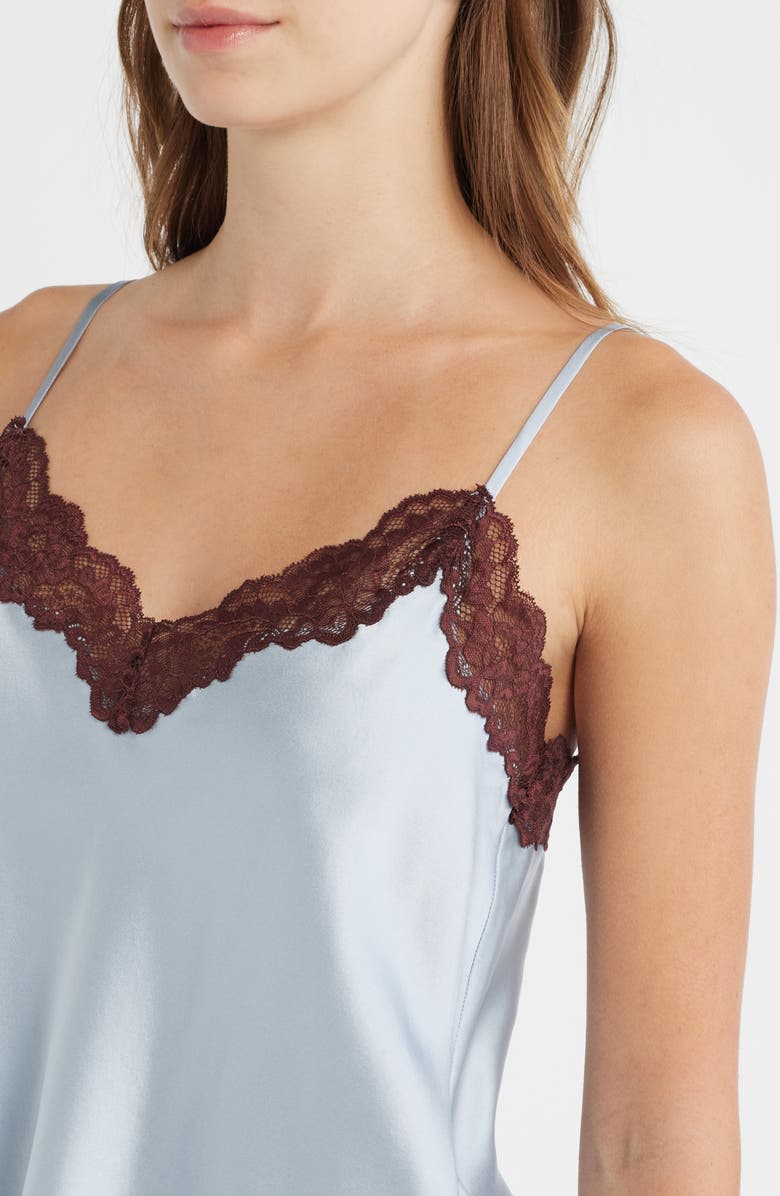 Reformation Lace Detail Silk Camisole, Alternate, color, Mineral Lace