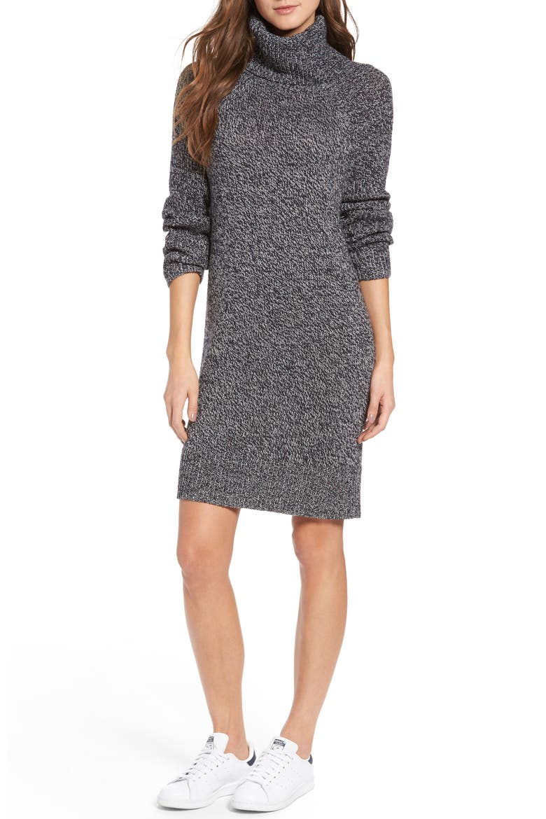 Turtleneck Sweater Dress, Alternate, color, NAVY GREY HEATHER NEPPY MARL