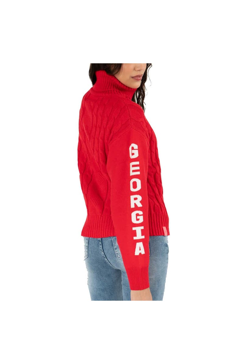 LUSSO Women's Lusso Red Georgia Bulldogs Sylvie Cable Knit Turtleneck Pullover Sweater, Alternate, color, Red