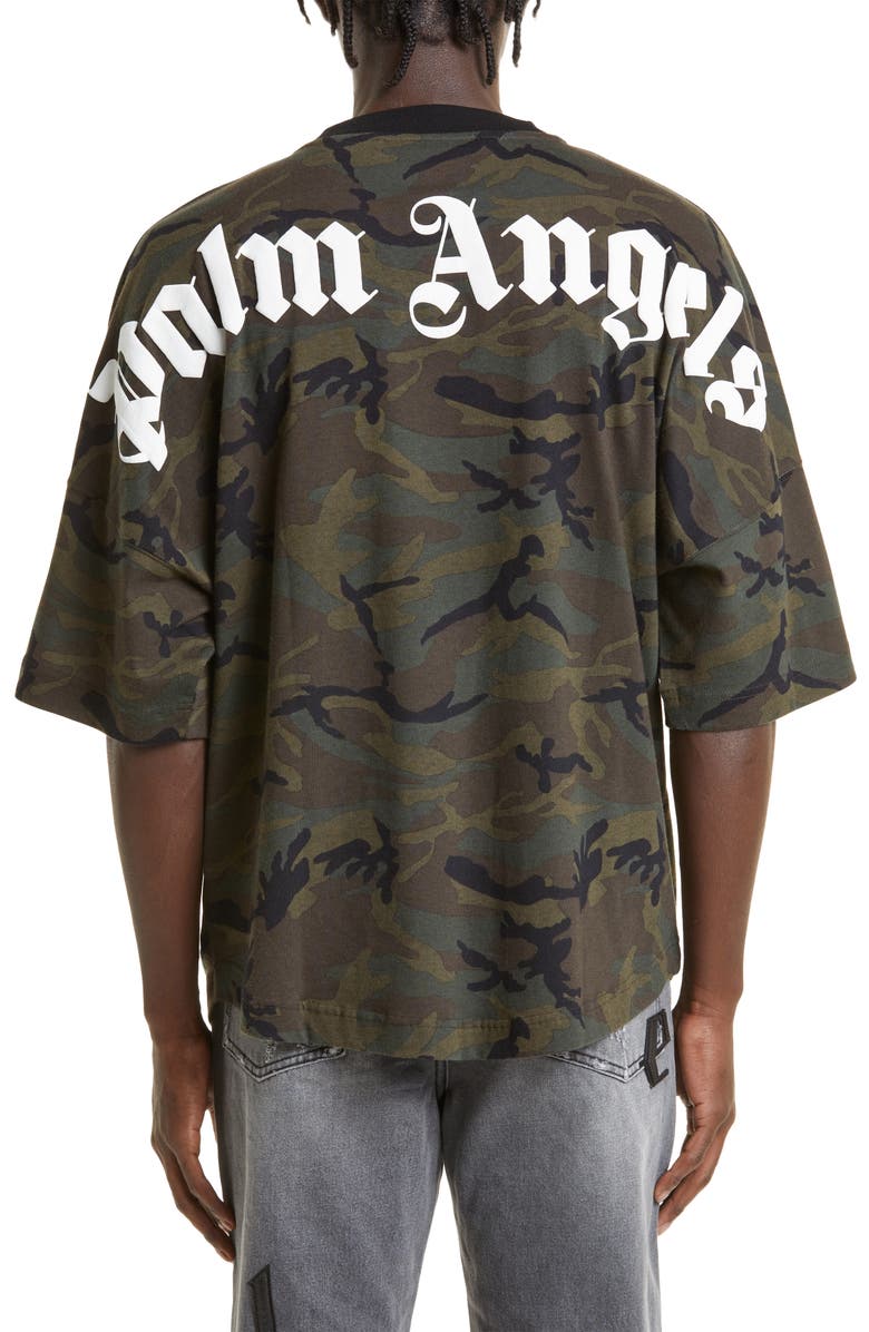 Palm Angels Men's Oversize Camouflage Logo T-Shirt, Alternate, color, 