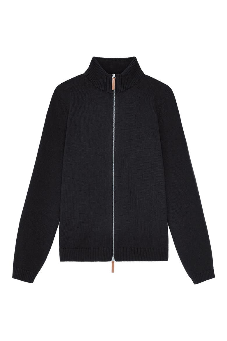 Cotton & Silk Knit Bomber Jacket, Alternate, color, BLACK