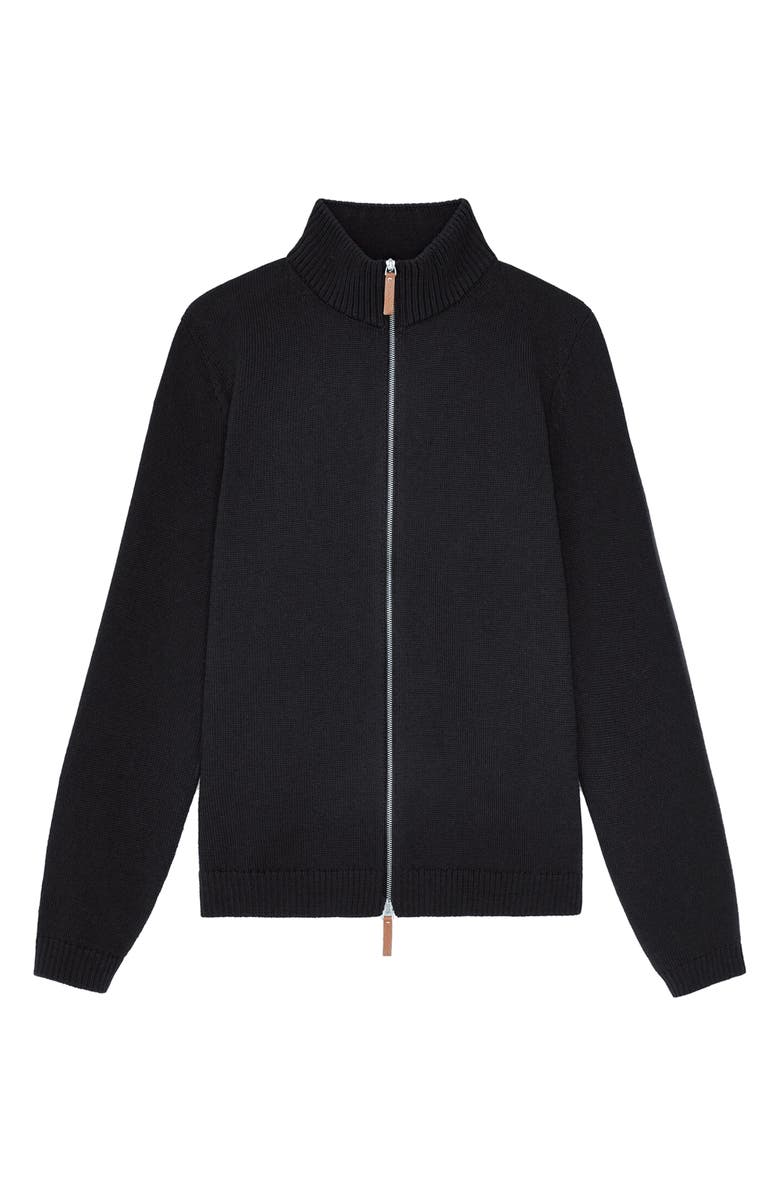 Lafayette 148 New York Cotton & Silk Knit Bomber Jacket, Alternate, color, Black