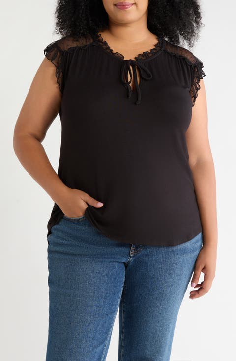Tie Neck Ruffle Top