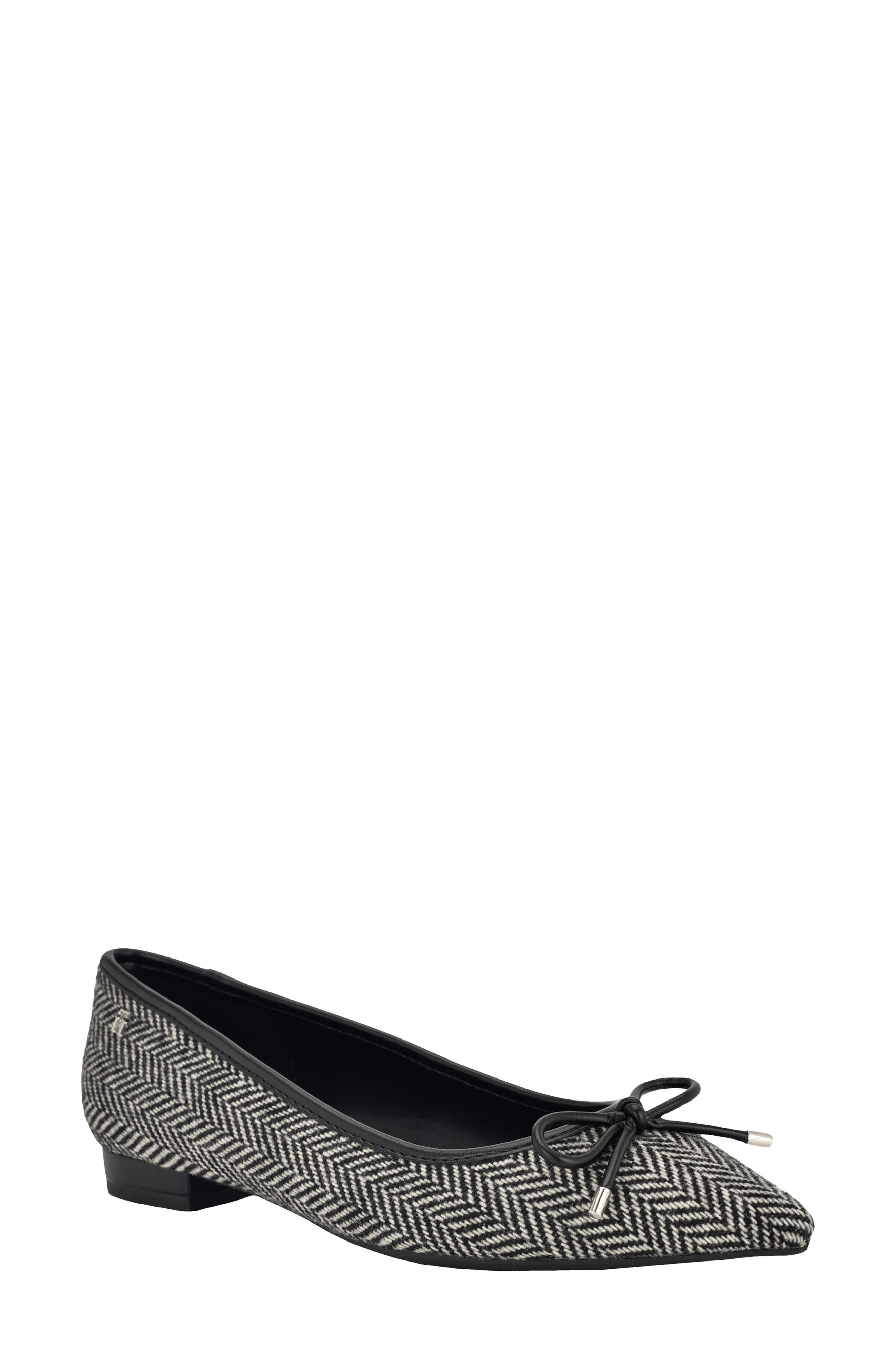 Tommy Hilfiger Kimio Pointed Toe Flat, Main, color, Black/ White