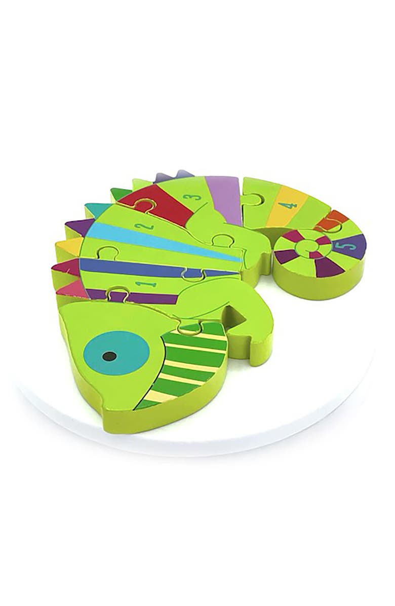 ORANGE TREE TOYS Puzzle Chameleon Number, 6 Piece Wooden Puzzle, Kids Ages 1+, Alternate, color, Multicolored