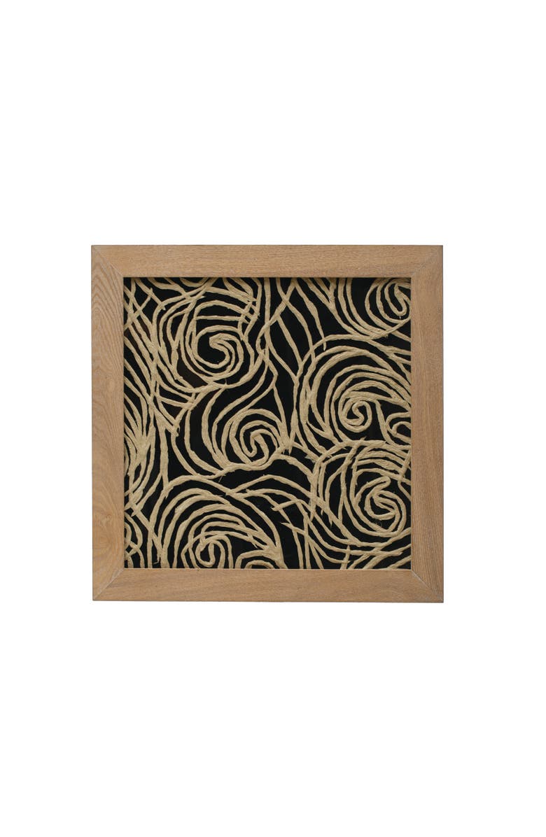 Storied Home Modern Wood Framed Abstract Wall Art with Glass Cover, Black and Natural, Main, color, Black