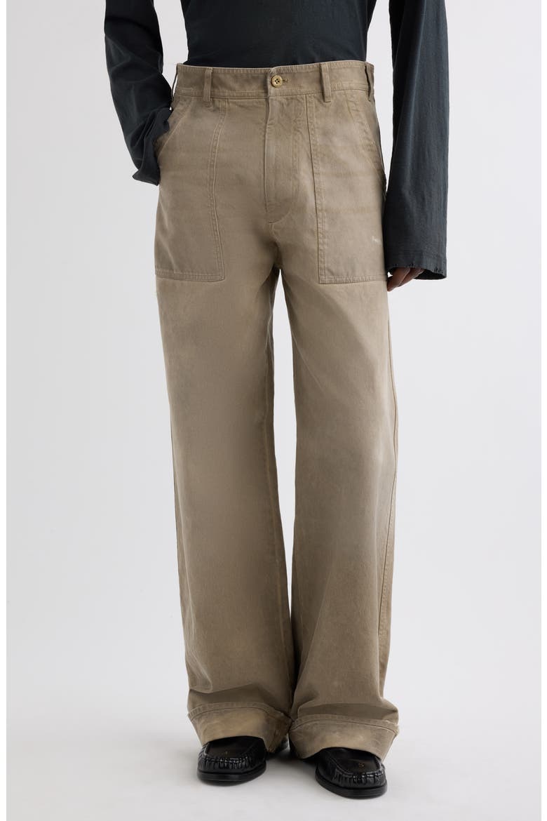 Plinty Stained Organic Cotton Twill Trousers, Main, color, CAMEL BEIGE