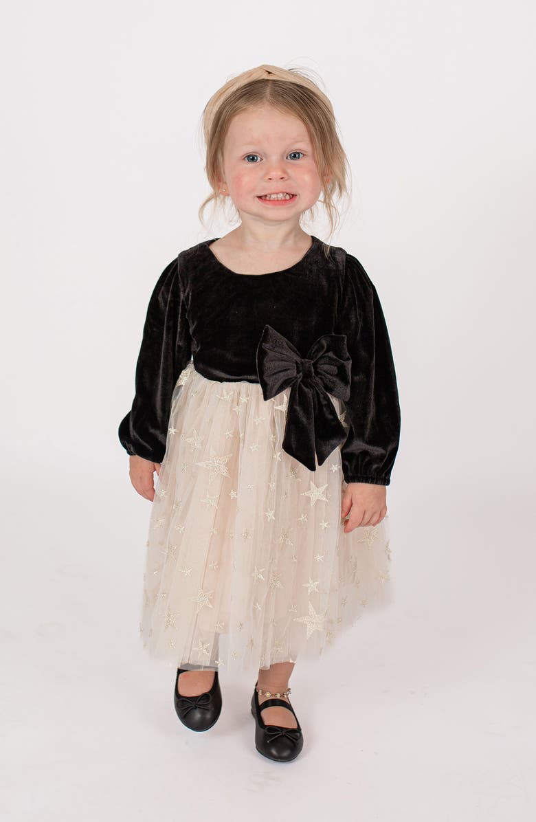 Popatu Kids' Long Sleeve Velvet & Tulle Party Dress, Main, color, 