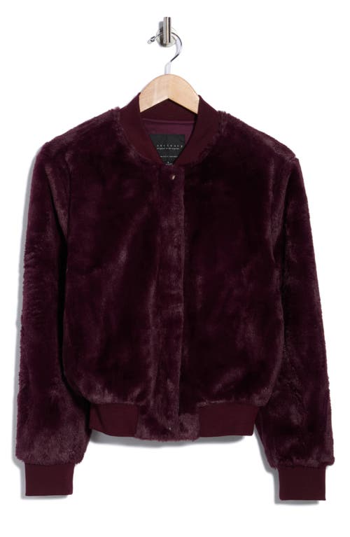Sanctuary Luxe Faux Fur Zip Bomber Jacket In Burgundy