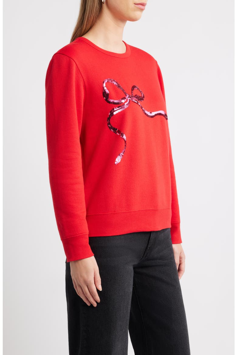 Sequin Bow Sweatshirt, Alternate, color, RED SEQUIN BOW
