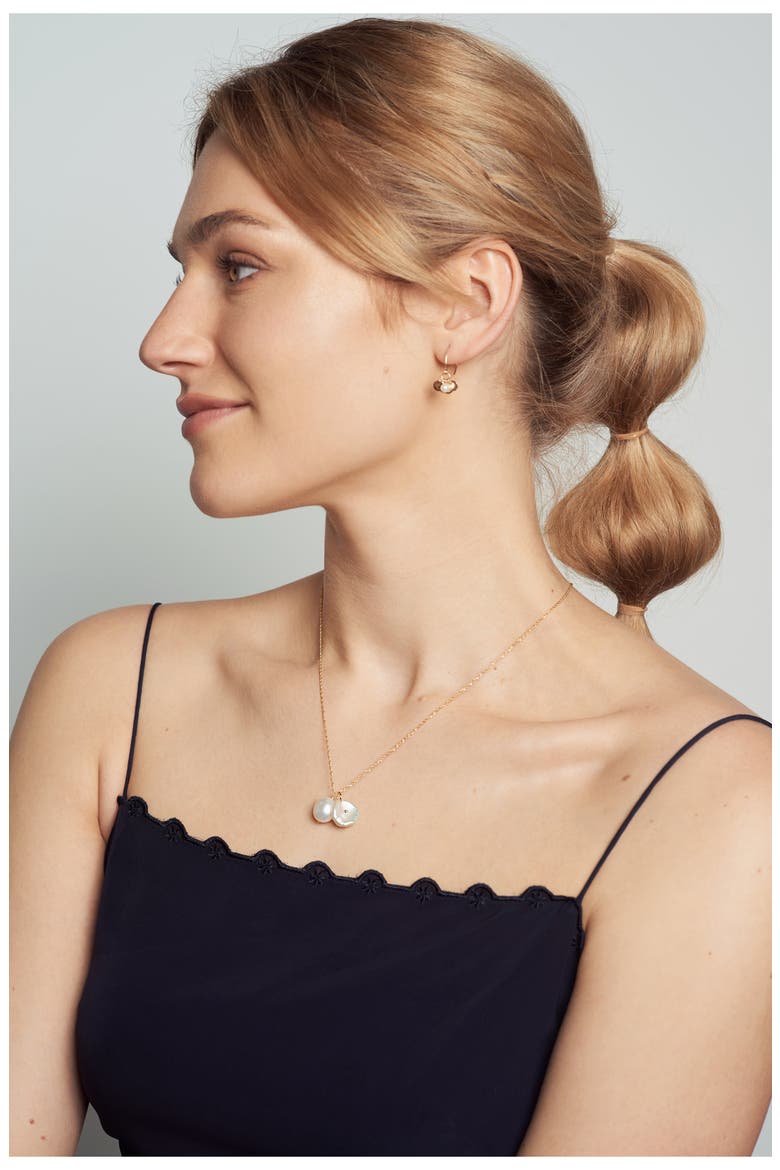 Baroque & Petal Pearl Pendant Necklace, Alternate, color, YELLOW GOLD/ PEARL