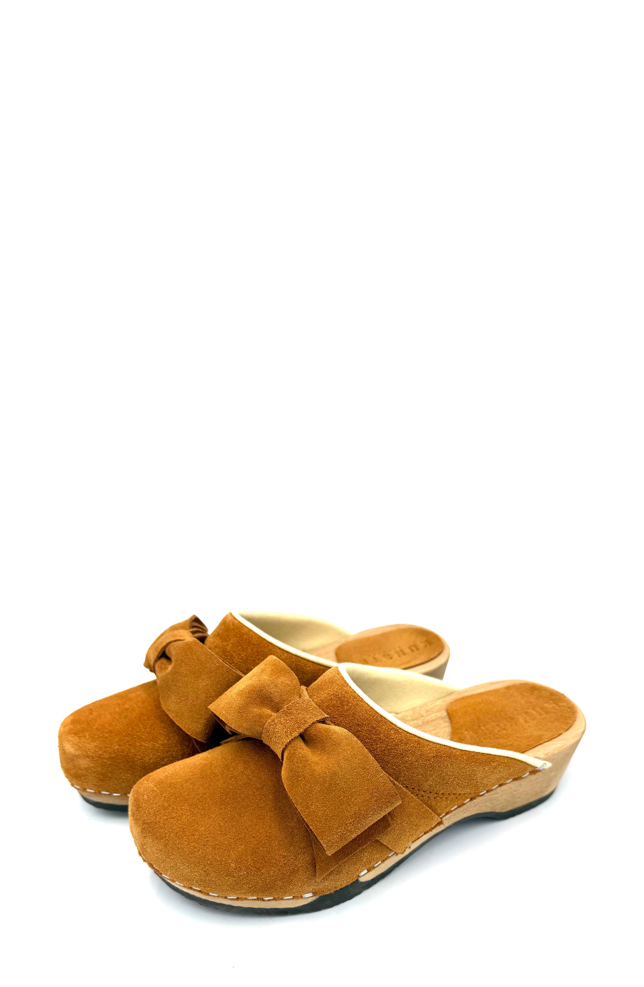 Embla Bow Clog, Alternate, color, LIGHT BROWN