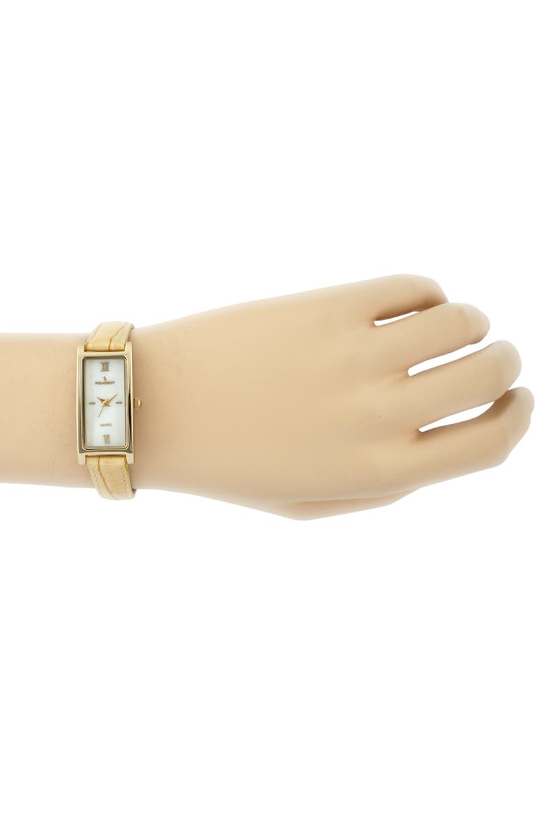 Everyday Rectangular Tan Glossy Leather Watch- 35x18MM, Alternate, color, Tan