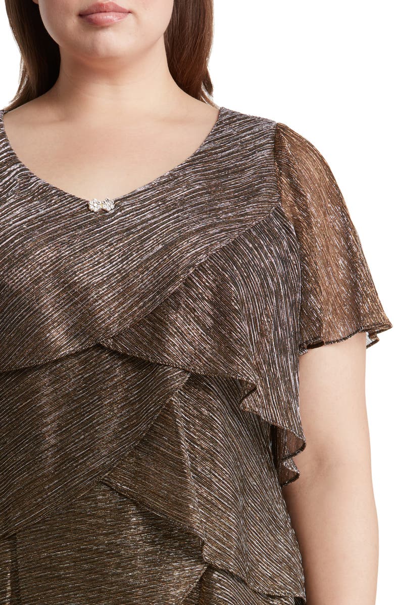 SLNY Shimmer Bodre Tiered Ruffle Dress, Alternate, color,