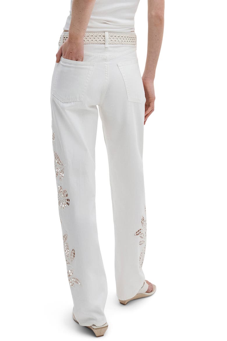 Shea Floral Eyelet High Rise Straight Leg Jeans, Alternate, color, WHITE FLORAL