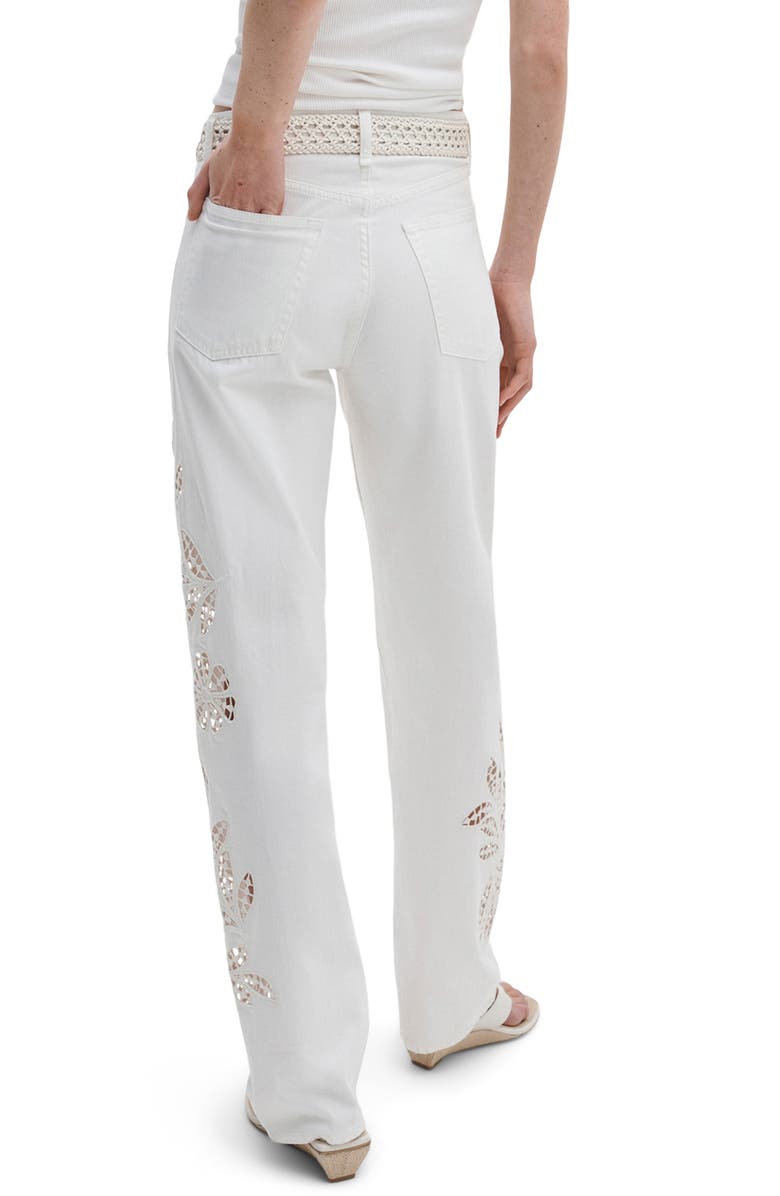 rag & bone Shea Floral Eyelet Straight Leg Jeans, Alternate, color, White Floral