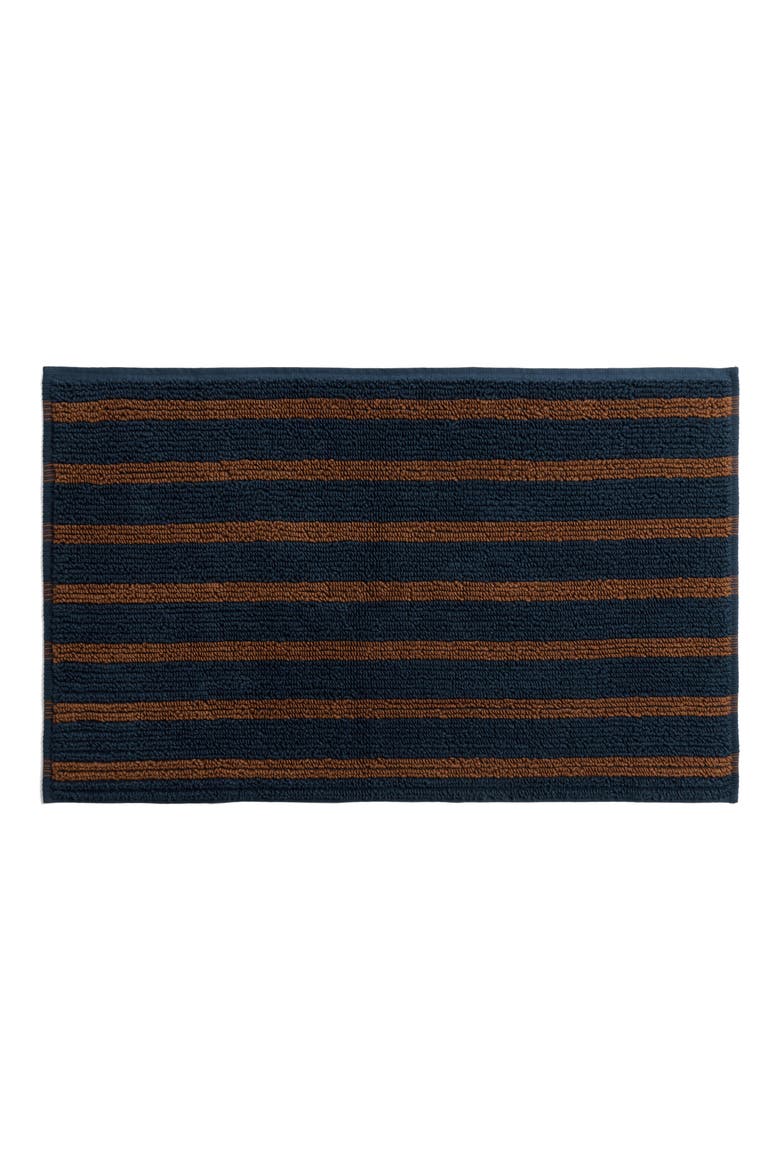 Organic Resort Stripe Tub Mat, Main, color, INK WITH TOBACCO