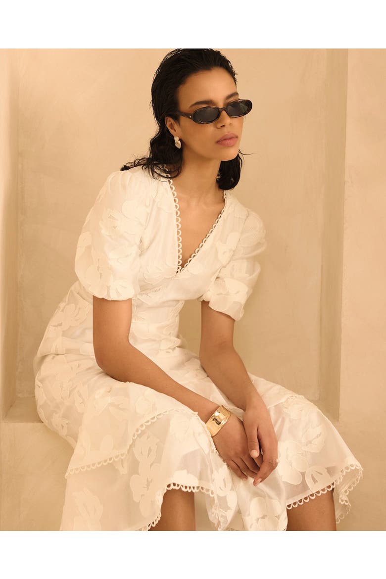 Cotton Blend Floral Maxi Dress, Alternate, color, Ivory