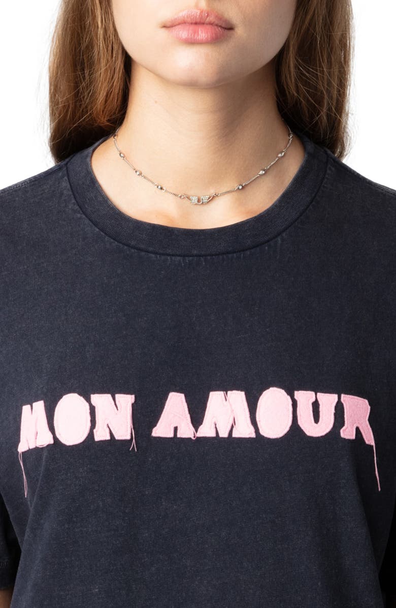 Zadig & Voltaire Edwin Mon Amour Appliqué Cotton Graphic T-Shirt, Alternate, color, 