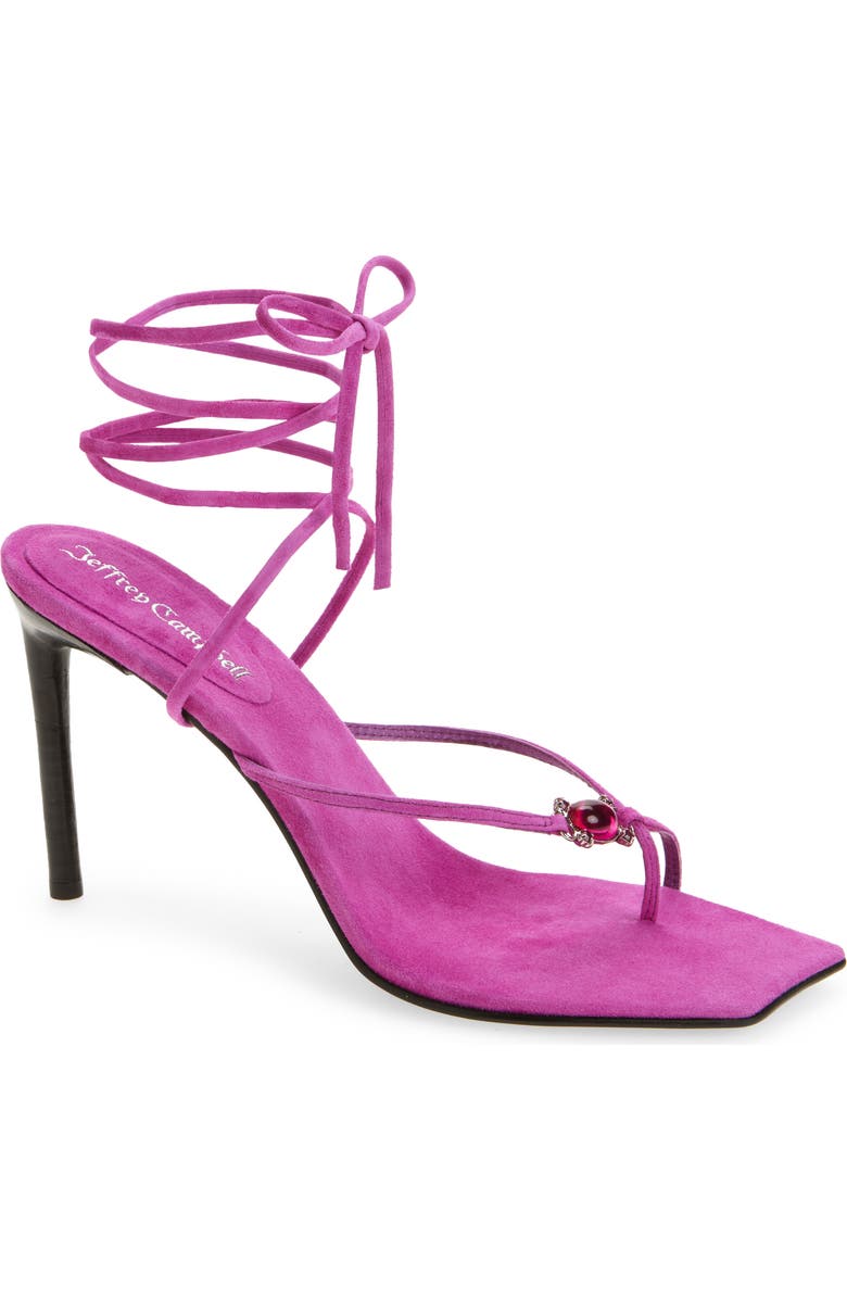 Jeffrey Campbell Faery Ankle Wrap Sandal, Main, color, Magenta Suede