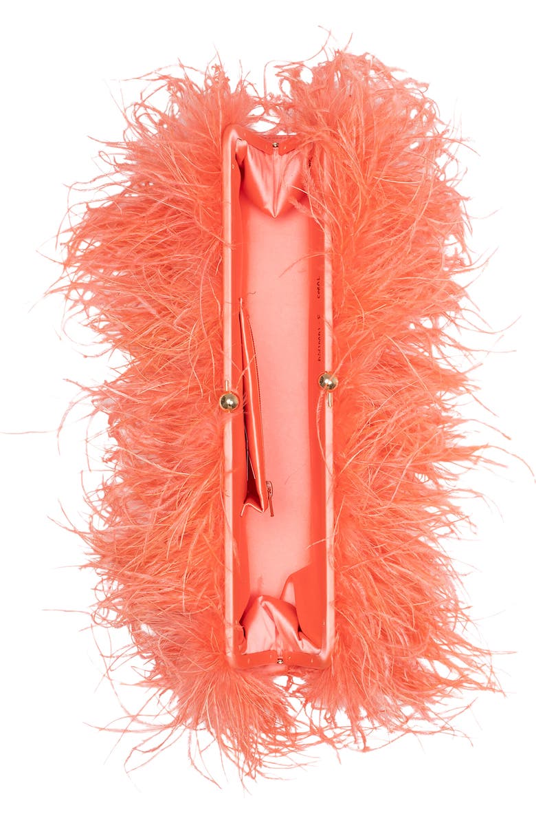 Jeffrey Campbell Animal Feather Clutch, Alternate, color, Coral Combo