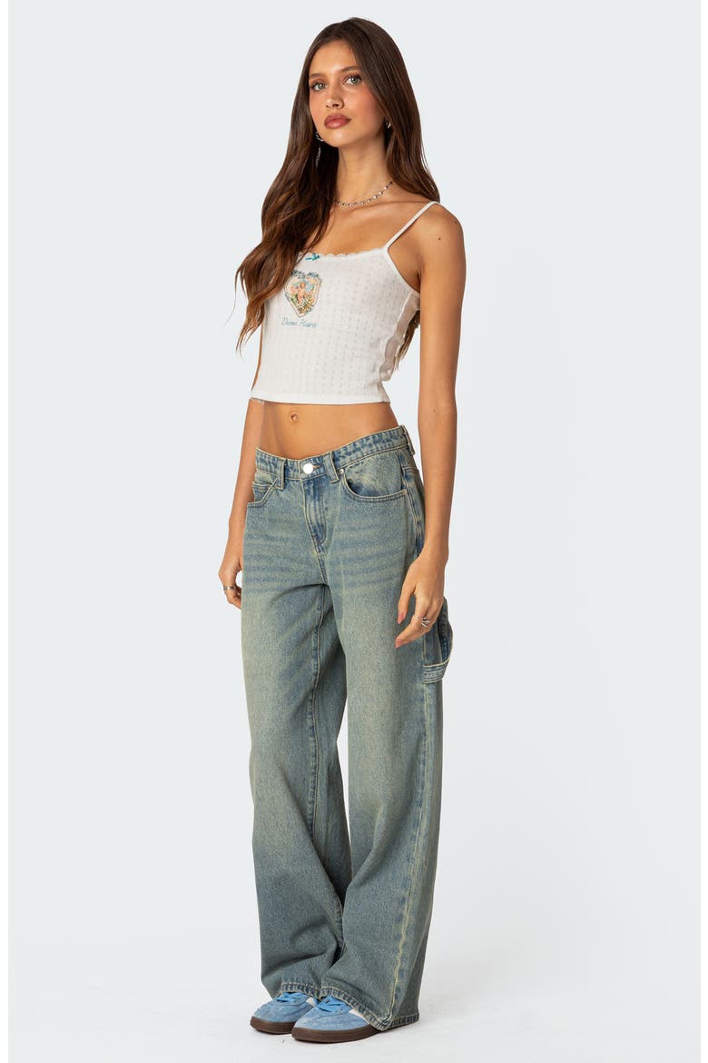 Divine Hearts Pointelle Crop Camisole, Alternate, color, WHITE