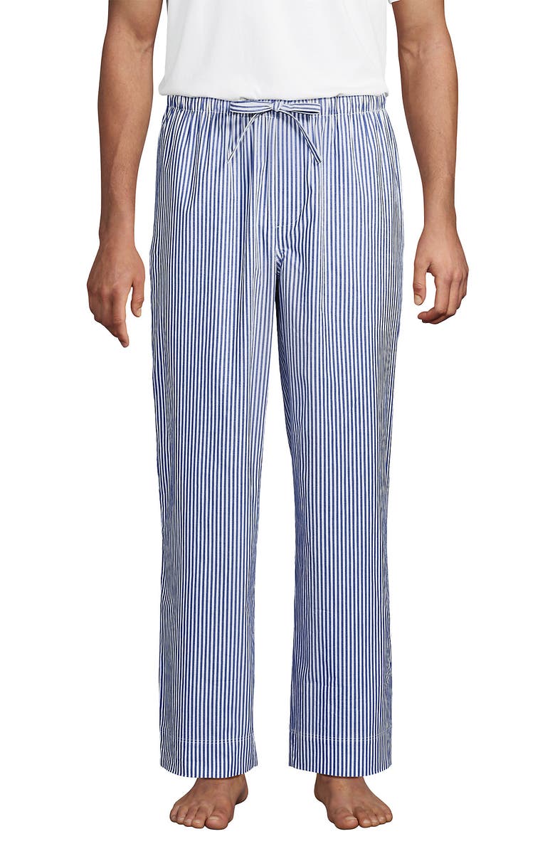 Lands' End Poplin Pajama Pants, Alternate, color, Sapphire Gem Blue Stripe